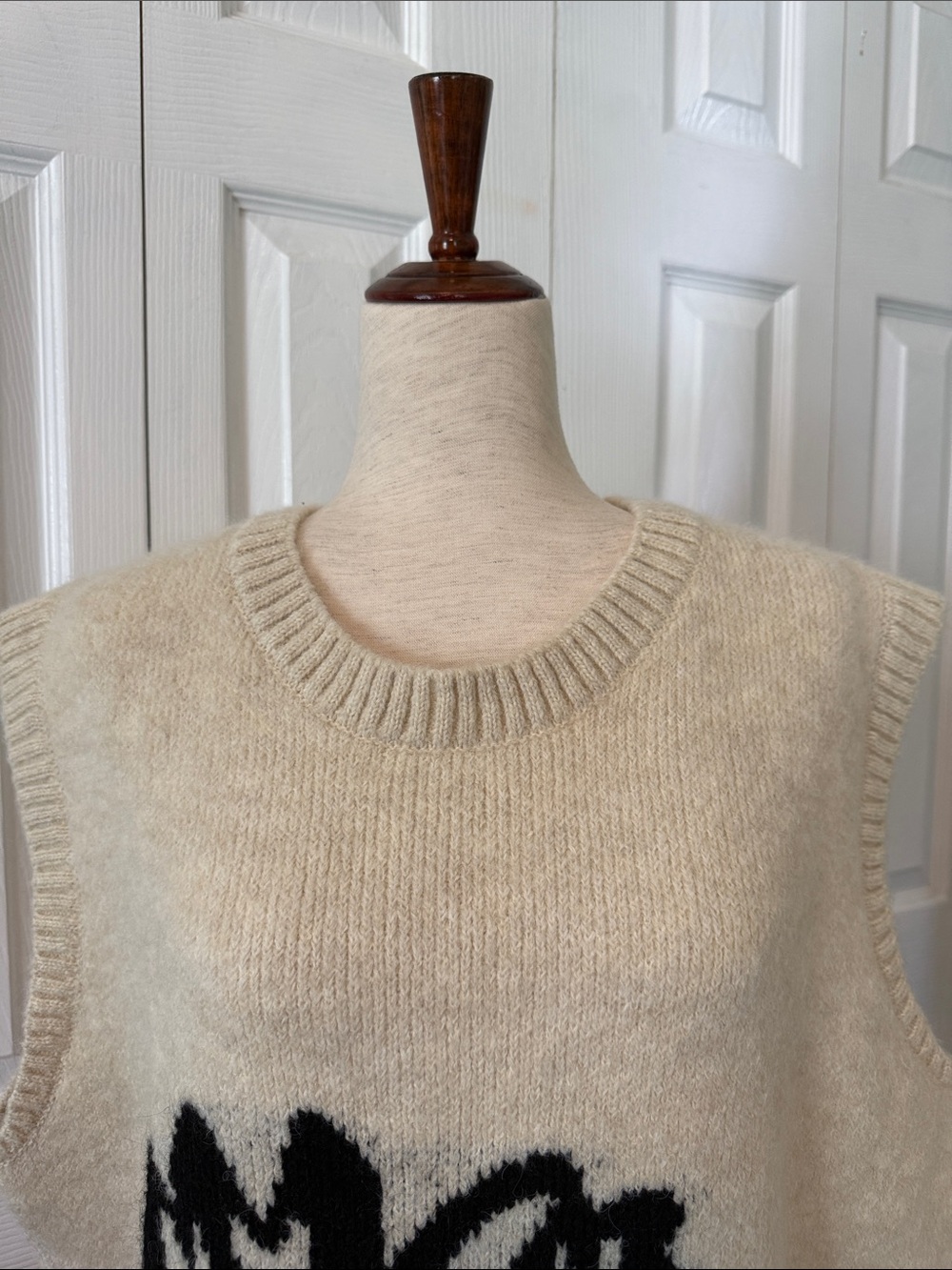 Maeve Anthropologie Cream Knit Floral Sleeveless Sweater Vest Sz XL - Picture 6 of 12